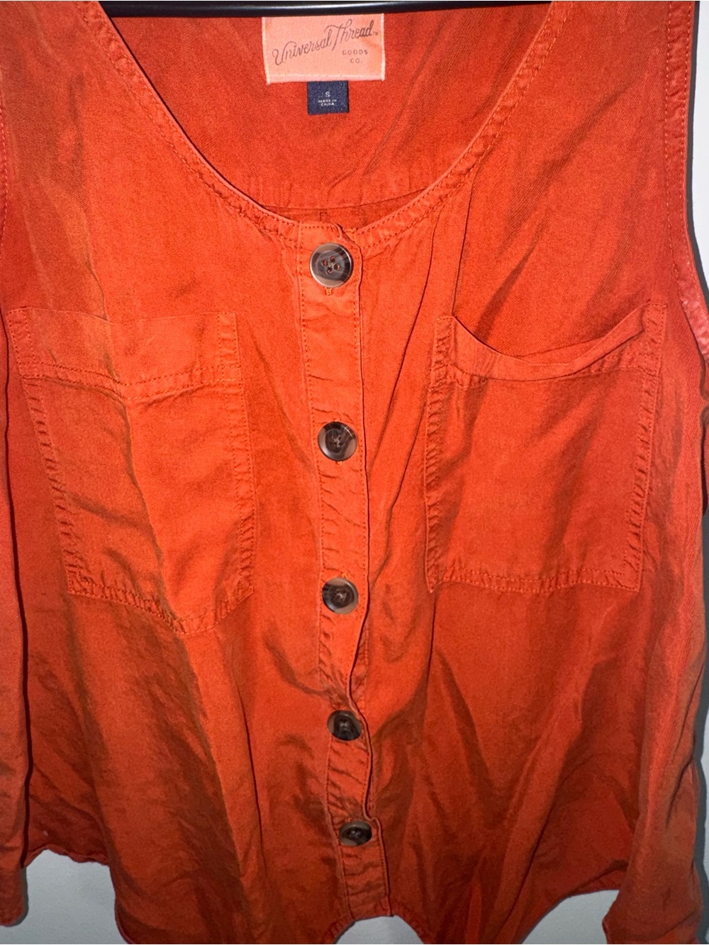 Universal Thread Rust Tie-Front Button Tank Size Small - Picture 4 of 5
